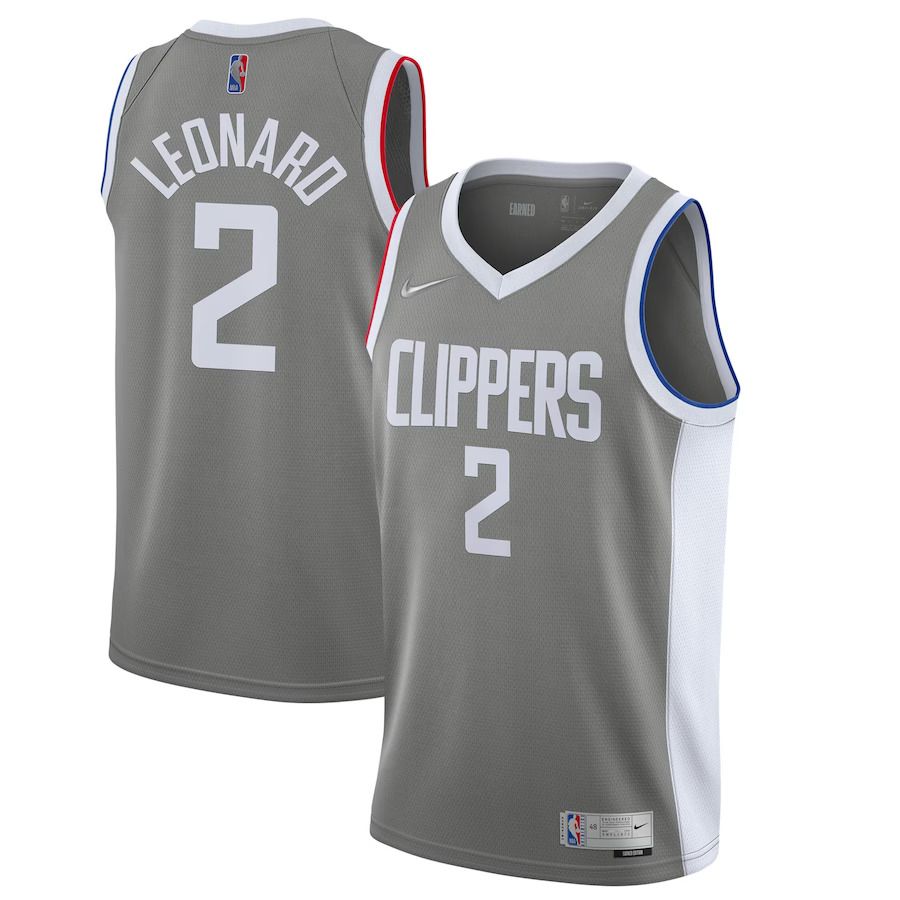 Men Los Angeles Clippers 2 Kawhi Leonard Nike Gray Swingman Player NBA Jersey